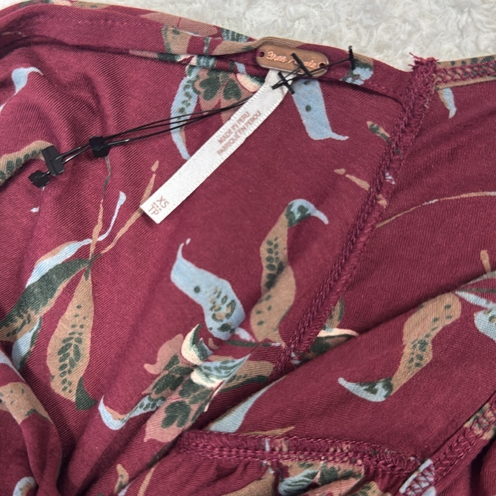 Free People Red Ruched Backless Elsa boho Open back top NWOT - Picture 7 of 7
